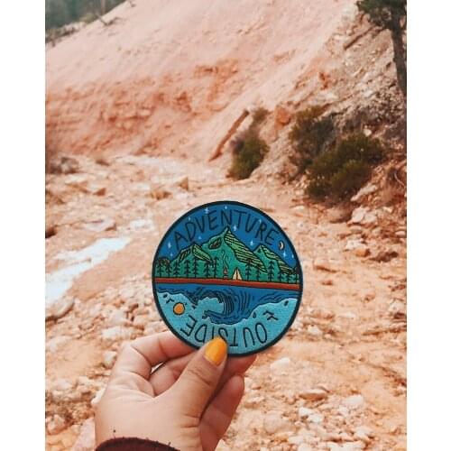 TRAVELER ON PATCH Go EXPLORE Outdoor OUTSIDE Camping Adventure Badge Embroidered Applique Patches