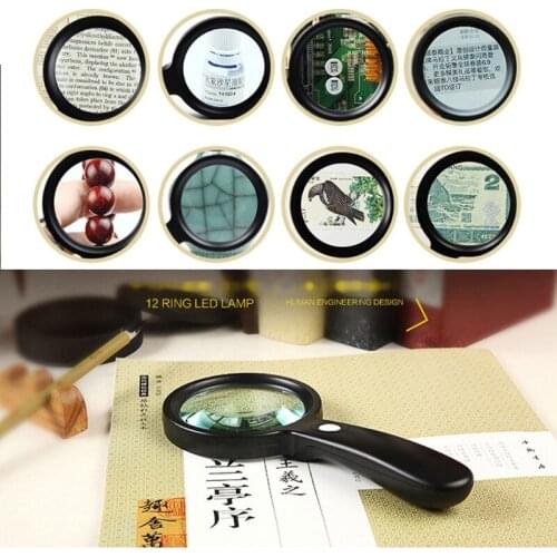 Lighted Magnifying Glass-10X Hand held Large Reading Magnifying Glasses with