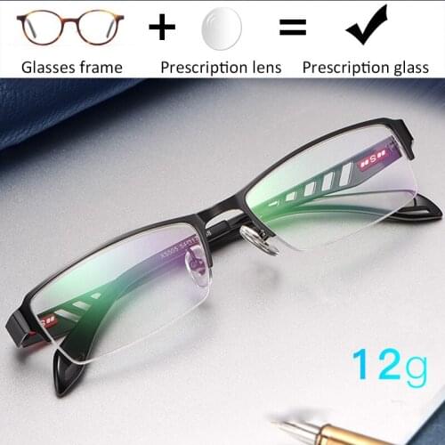Prescription Glasses Progressive MultiFocal Reading Glasses Photochromic Men Anti Blue Metal Half Frame Customizable Eyeglasses