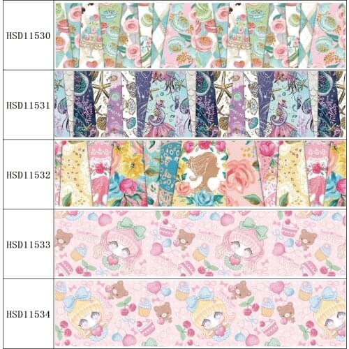 22MM 25MM 38MM 50MM 75mm Printed Pattern on Grosgrain Ribbon for diy ribbon