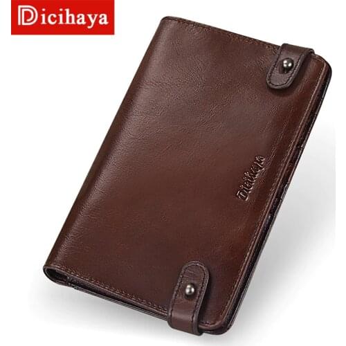 DICIHAYA Luxury Designer Mens Wallet Leather Bifold Long Wallets Men Hasp Vintage Male Purse Coin Pouch Multi-functional Card