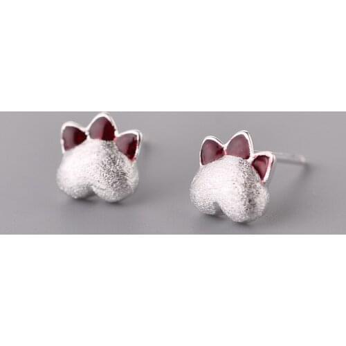 Real 100% 925 Sterling Silver cat paw Stud Earrings for Women Girls Fashion sterling-silver-jewelry brincos brinco