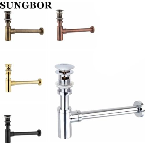 Siphon Drain Bottle Traps Pop up Drain with overflow Deodorant Type Basin Water Drain Pipe Drainage Bathroom Sink Plumbing Tube