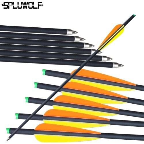 Archery Hunting Arrow OD 8.8mm Carbon Crossbow Arrow With 4”Feather 100 Grain Replaceable Point