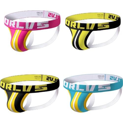 ORLVS Men Jockstraps gay underwear Sexy Men underwear penis pouch Push UP thong men G-string homme tanga hombre