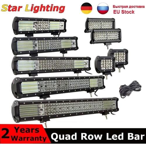 10D Quad Row LED Bar 4-36 inch Offroad LED Work Lights 684w 864w for Driving Boat Car Tractor Truck 4x4 4WD SUV ATV 12V 24V