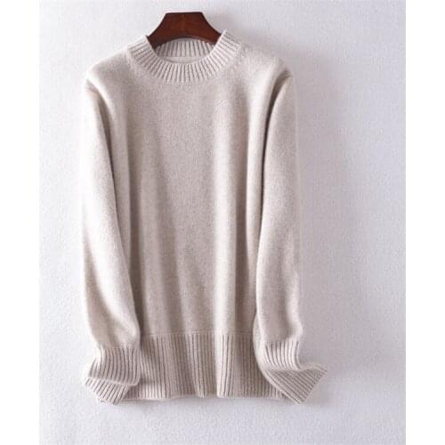 High grade pure cashmere knit women fashion Oneck thick pullover sweater solid color S-L retail wholesale