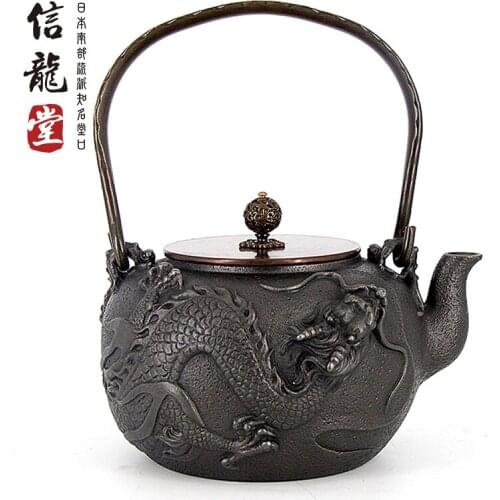 Japanese handmade cast iron tea pot uncoated boiling wate teapot Japan Kansai old raw iron kungfu pot copper lifting beam