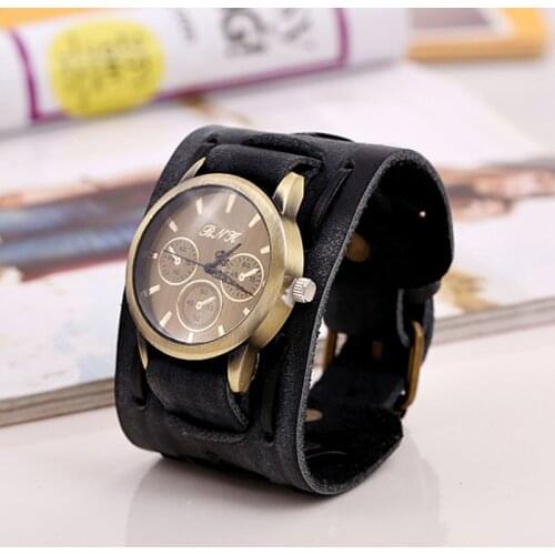 1PC Two Color Men And Women Retro Casual Punk Belt Quartz Hands Not Waterproof Watch Creative Gift