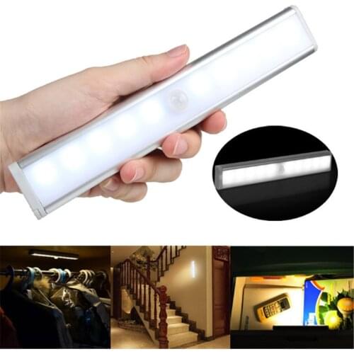 10 LEDs Smart Motion Sensor LED Night Light Human Body Induction for Home Bed Kitchen Cabinet Wardrobe Wall Lamp190mm