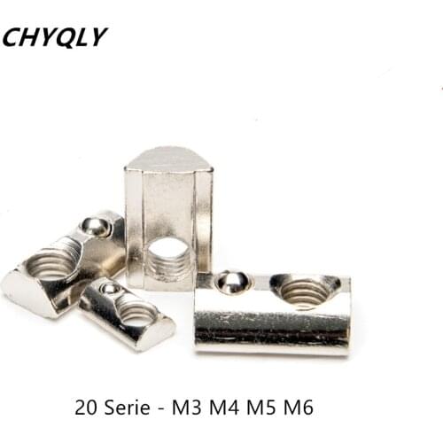 200pcs/lot M6 T Spring Nut Half Round Elasticity Spring Nut Block for 2020 Aluminium Profile