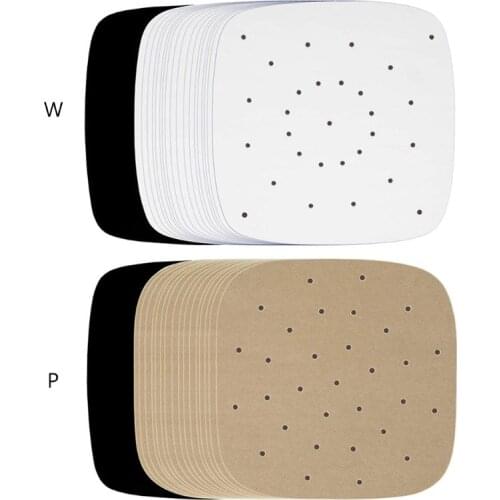 100Pcs Air Fryer Parchment Liner Perforated Bamboo Steamer Paper Kitchen Tool Parchment Paper for Air Fryer Steaming Basket