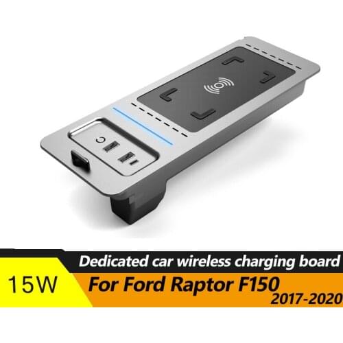 For Ford Explorer F150 SVT Raptor accessories 15W mobile phone wireless charger central control cigarette lighter modification
