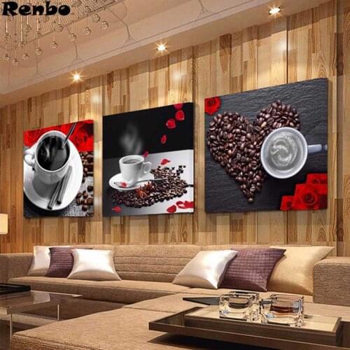 3D DIY Diamond Painting Coffee Cup Cross Stitch kit Mosaic Crystal Diamond kitchen Decorative painting Diamond embroidery 3 pcs
