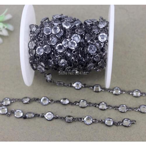 5 Meter Round Shape Glass Beaded Chain,Wire Wrapped Beaded Chain for jewelry making