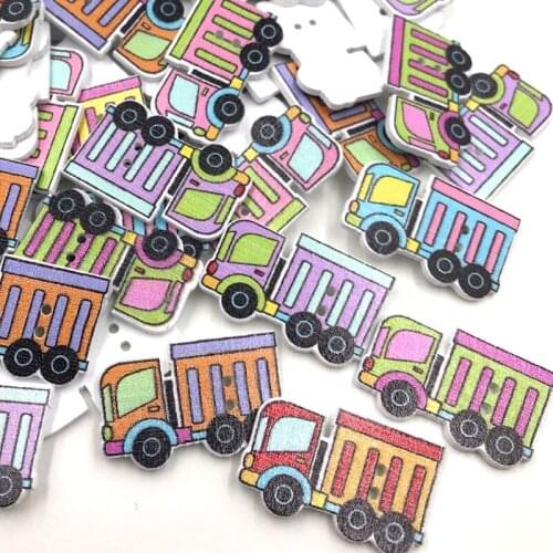 50 pcs Mixed Car Wooden Buttons 2 Holes Fit Sewing and Scrapbook 29mm WB431