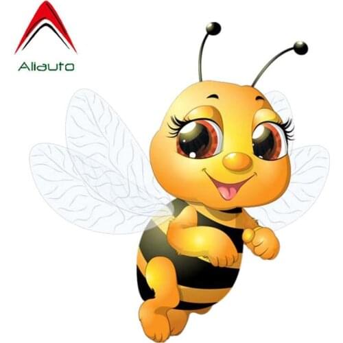 Aliauto Funny Car Sticker A Bee Flying In The Air Decal Accessories PVC for Volkswagen Polo Ford BMW Audi.15CM*14CM