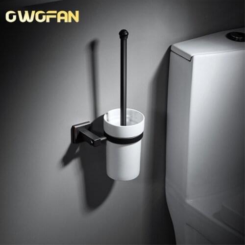 Toilet Brush Holders Brass WC Toilet Brush Wall Mount Toilet Brushes Holder Set Ceramic Bathroom Accessories Toilet Clean