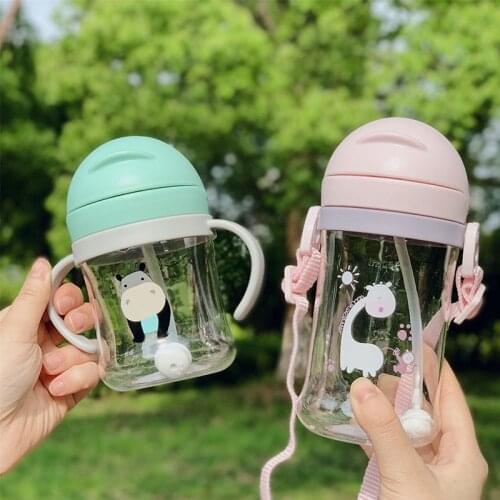 Children Baby Feeding Bottle Cup 420ML Kids Bottle with Handle Sling Infant Drink Training Learning Drinker Water Bottle
