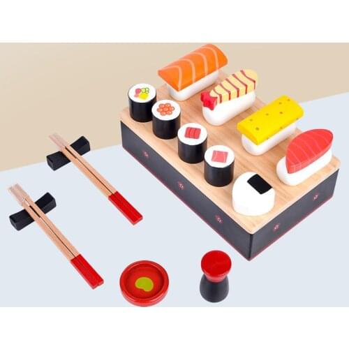 Children Kitchen Miniature Food Simulation Sushi 3D Diy Wooden Game Pretend Play Magnetic Toys For Girls Kitchen Set Kids Gifts