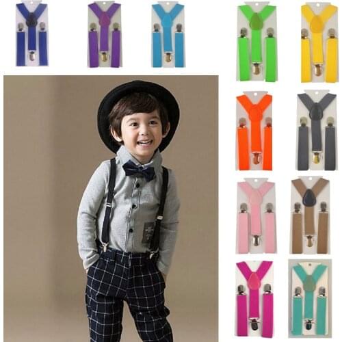 Soild Color Children Belt Baby Boys Girls Suspenders Clip-on Y-Back Braces Elastic Kids Adjustable suspenders suspenders
