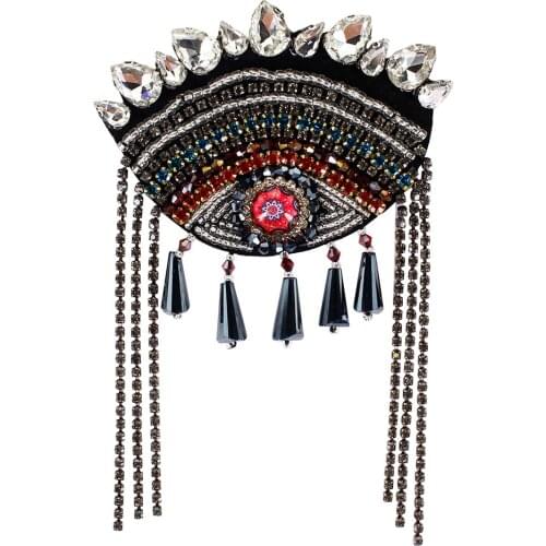 Eye Patches Rhinestones Beaded Motifs Crystal Fringe Applique Iron on Applique Clothes Shoes Bags Decoration Badge 5 pieces