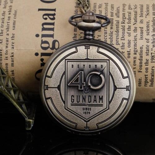 Engraved Lettering Quartz Pocket Watch Beyond Gundam 40th Anniversary Pendant Necklace Souvenir Women Men Gift