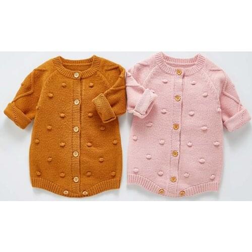 Newborn Baby Girl Clothes Kids Bodysuit Girls Clothing Knitting Handmade Bubble Ball Jumpsuit Outfits