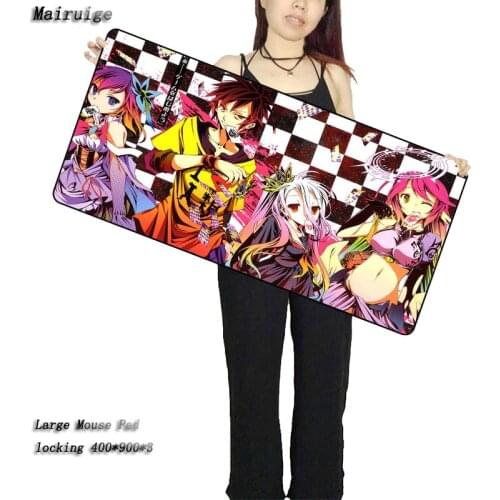 Mairuige NO GAME NO LIFE Customized Support laptop Gaming Lockedge mouse pad Size for 30X60 30X80 40X90CM Computer Mouse Mat
