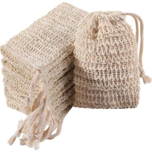 12 Pack Soap Exfoliating Bag Soap Saver Sisal Mesh Mesh Soap Saver Bags with Drawstring for Bath & Shower Use