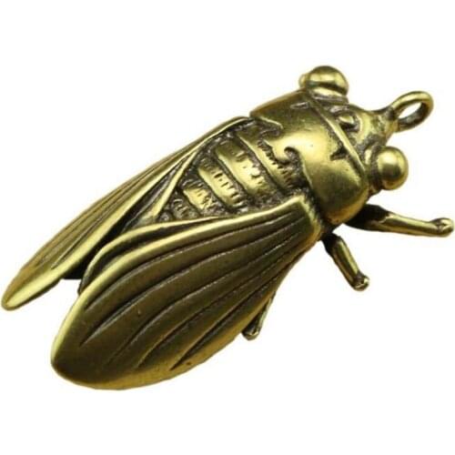 Fashion Casting Metal Cicada Retro Ornaments Gifts 3D Figurine Mini Animal Collect Home Office Room Desktop Decoration Sculpture