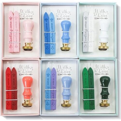 Macaron Color Wax Printing Mini Envelope Sealing Gift Box Set Diy Business Card Wedding Invitation Wax Printing Craft Supplies