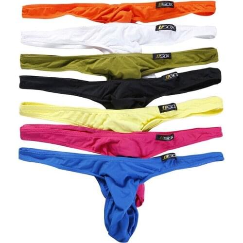 7PCS/Lot Men Sexy Underwear Gay Jockstraps Smooth Mens Thong Swimwear T-back G-strings Homme Panties Mens Lingerie Sissy Tangas