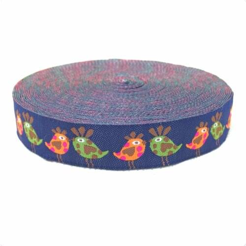 NEW wholesale 5/8'' 16mm 10yards/sets 100% Polyester Woven Jacquard Ribbon Navy blue/color bird lace KTZD15102224