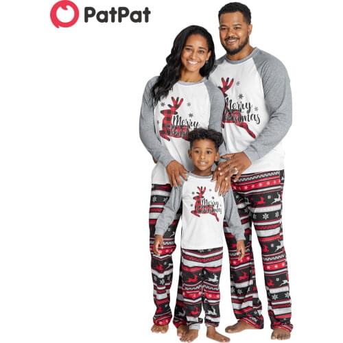 PatPat New Arrival Autumn and Winter Merry Christmas Plaid Reindeer Print Family Matching Pajamas Sets (Flame Resistant) Sets