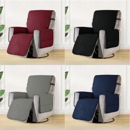 Solid Color Recliner Sofa Cover Pet Sofa Mat With Side Storage Bag Anti Slip Washable Couch Slipcover Furniture Protector Covers