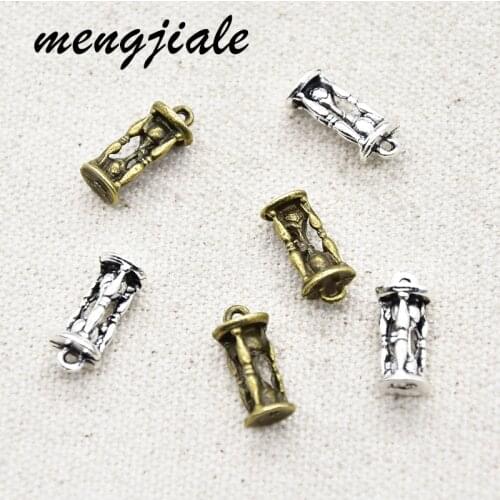 MENGJIALE 25pcs/lot Antique bronze Vintage Charms Hourglass Pendant Fit Bracelets Necklace DIY Metal Jewelry Making16*7mm
