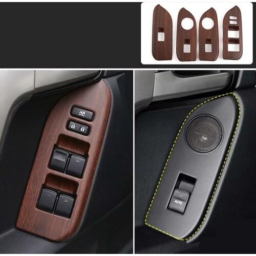 Peach Wood Grain Window Glass Switch Cover Trim for Toyota Land Cruiser Prado 150 2010 2011 2012 2013 2014 2015 2016 2017 2018