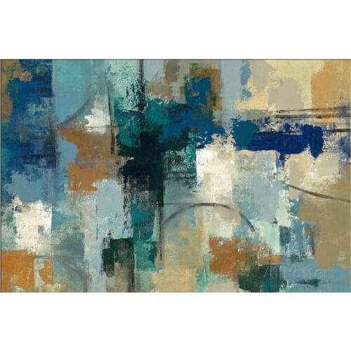 Gift abstract art on canvas oil painting Landscape Jasper Lagoon by Silvia Vassileva Painting High quality hand painted