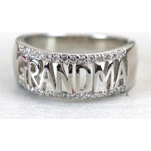 Simple Hollow Letter Grandma Rings for Women Alloy Female Crystal Ring Elder Fashion Jewelry Accessories Whole Sale