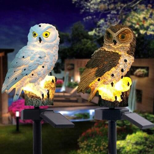 LED Solar Powered Stake Light Owl Shape Garden Light Outdoor IP65 Waterproof Lawn Lamp For Path Yard Home Christmas Decoration