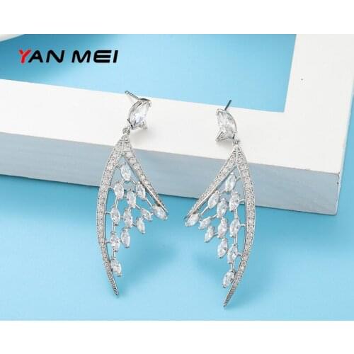 YANMEI Metal Gold Earring Geometry Stud Earrings for Women Aaa Cz Korean Multicolor Bridal Wedding Jewelry Earrings Trendy 2020