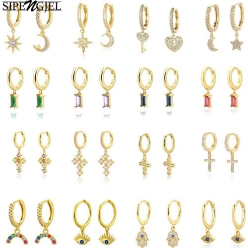 SIPENGJEL Gold Silver Color Copper Colorful Rainbow Hoops Earrings For Women Demon Eye Gift Face Earrings Jewelry Wholesale