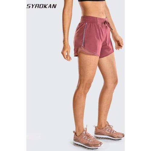 SYROKAN Womens Fitness Sports Gym Athletic Running Shorts with Pocket-4 Inches