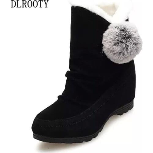 Women Snow Boots Ankle 2018 Winter Warm Short Plush Female Casual Shoes Woman Flat Fashion Platform Height Increasing Outdoor