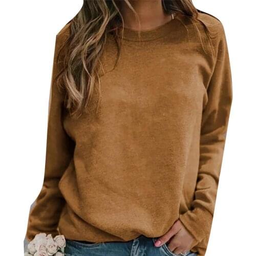 2019 new fashion free shipping Plus Size Solid Color Crew Neck Long Sleeve Sweatshirt Women Basic Pullover