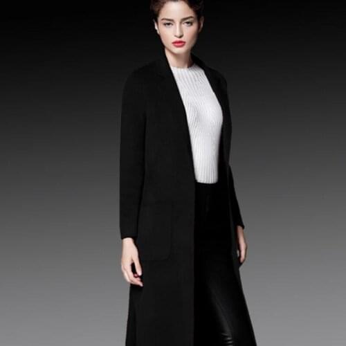 Handmade Female Overcoat wool Double Face Cashmere coat Winter Woolen New Jacket Long Ladies Outerwear Women Autumn Medium Coat