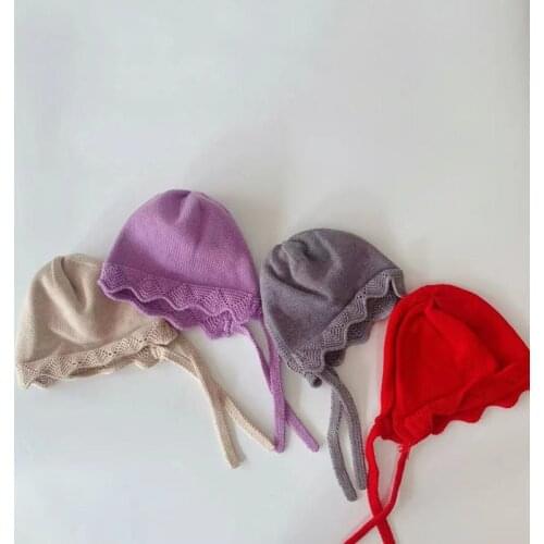 1pcs 2021 baby hat autumn and winter western style princess court hat girl baby knitted hat ear protection cap 50-52cm