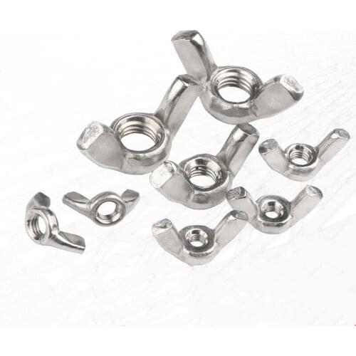 10-20pcs 304 Stainless Steel Wing Nuts M3 M4 M5 M6 M8 M10 Hand Tighten Butterfly Nut Screw Bolt Cap DIN315 Hardware Accessories