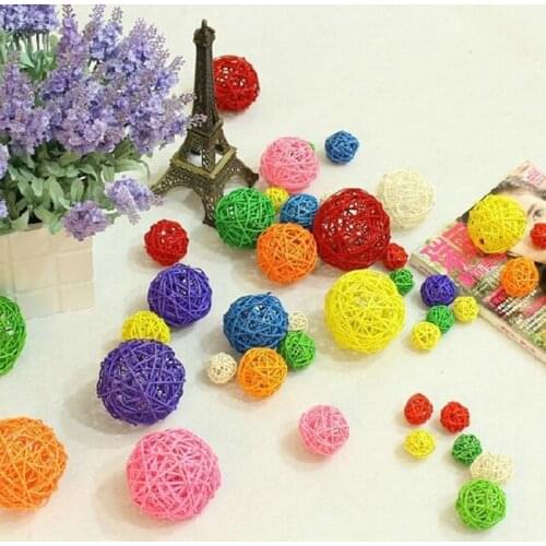 10Pcs Multi Color 5cm Rattan Ball DIY Sepak Takraw Balls Home Ornaments&Christmas/Birthday/Wedding Party Decorations Kids Toys